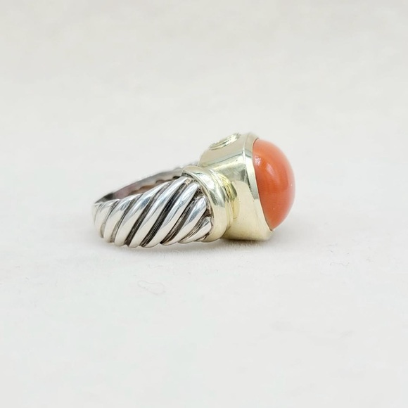 David Yurman Large Noblesse Ring With Red Coral And Gold - Picture 2 of 10